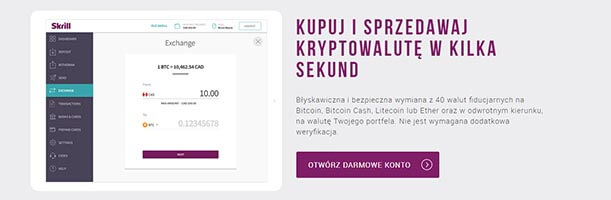Skrill akceptuje kryptowaluty